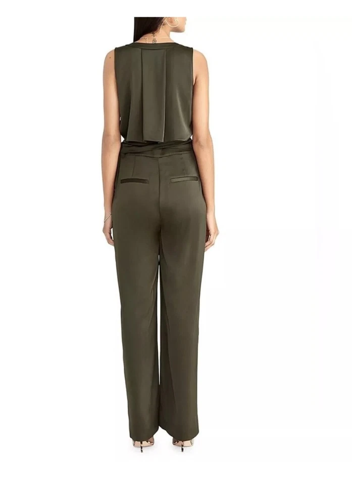 Mono informal para mujer Rachel Roy verde sin mangas cuello en V con cinturón talla 2 nuevo con etiquetas $159 Foto 3 de 4