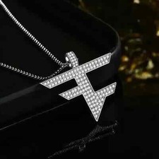 2.50Ct Real Moissanite Men's Faze Pendant Necklaces 14k White Gold Plated Silver