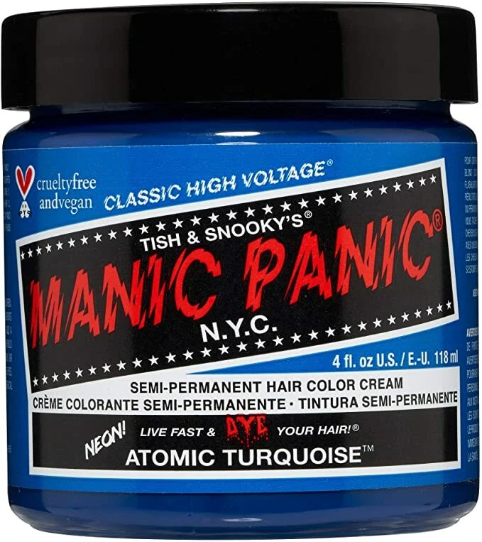 Vegan Hair Dye Manic Panic Atomic Turquoise Dye 118ml Classic Creme Vegan