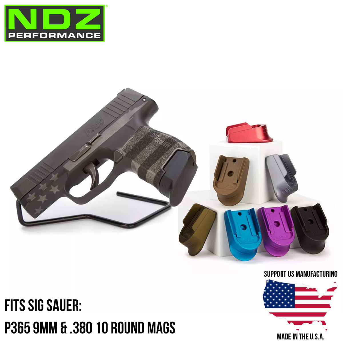 NDZ Sig P365 9MM & .380 Extended Magazine Base Plate Aluminum Made