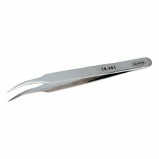 Aven 18481 Curved Serrated Tweezer, Stainless Steel, 4.375"