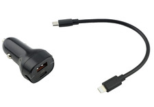 Charging Lead & USB C A In-Car Charger for Apple iPhone 11 12 13 14 Pro X XR XS