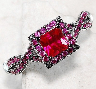2CT Treated Ruby 925 Solid Sterling Silver Ring Jewelry Sz 6,7,8,9 MR1