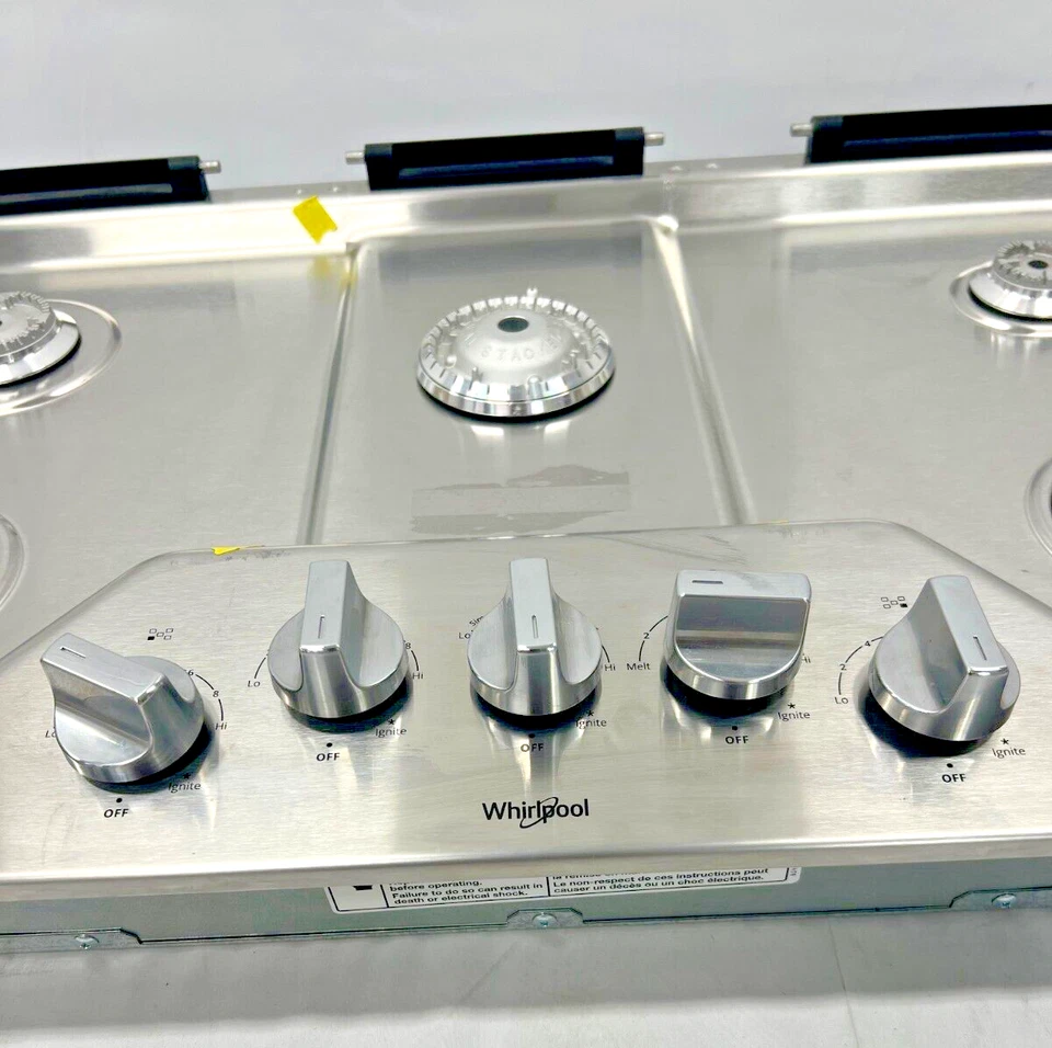 Cocina de gas Whirlpool WCG97US6HS 36" 5 quemadores en acero inoxidable Foto 4 de 4