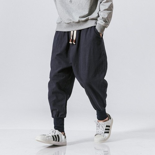 Men Harem Pants Japanese Casual Cotton 