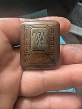 Vintage Hickok Bronze Initial Letter Monogram W Art Deco dress belt buckle