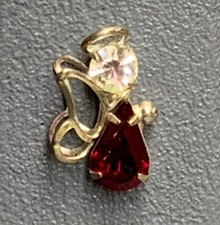 Guardian Angel Tack Pin 1 In Red Rhinestone Drop Silver Halo Prayer Wings Bling