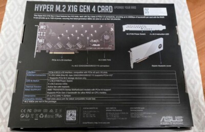 ASUS Hyper M.2 X16 Gen 4 PCIE 4.0/3.0 x4 NVME RAID Expansion Card