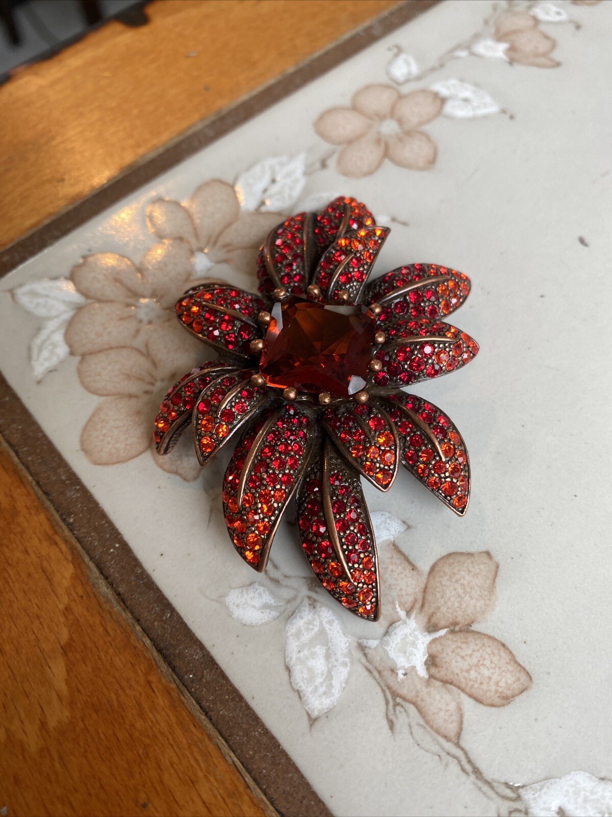 Joan Rivers Ruby Red Crystal Rhinestone Flower Pi… - image 14