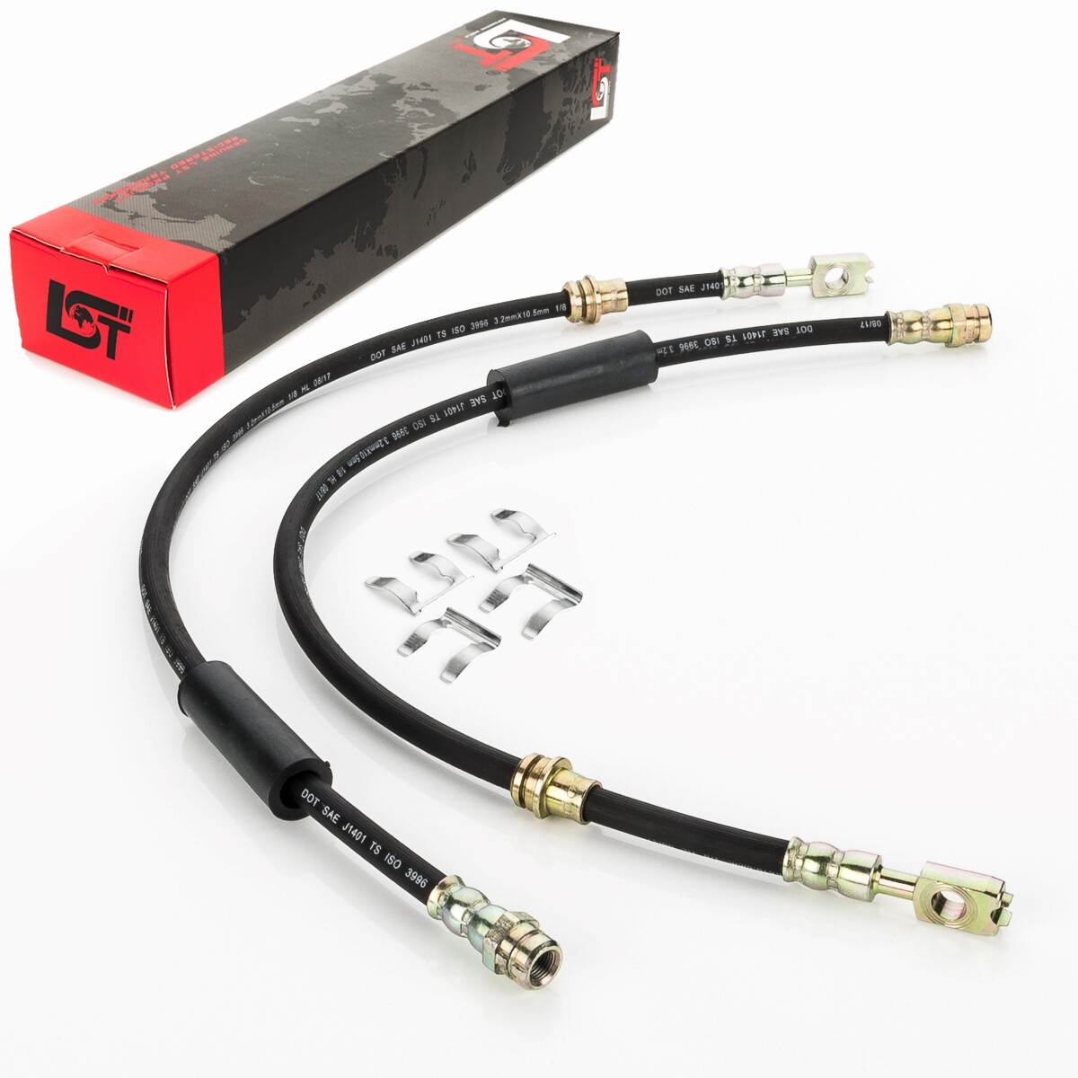 2x Brake Line Front + Holding Clamp for Audi TT 8J 620 mm