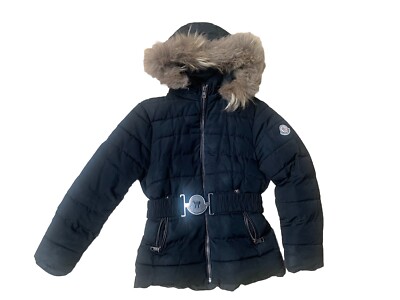Moncler Black Fur Hooded Jacket With Big Logo Belt UK