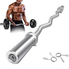 4FT Olympic Barbell EZ Curl Bar with Collar Fitness Home Gym 2" Lifting Training