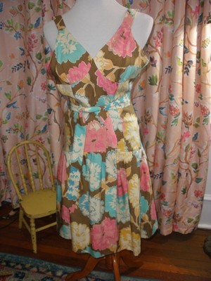 Vintage Custom Made Drop Waist Silk Twill Lined Sundress Dress XS