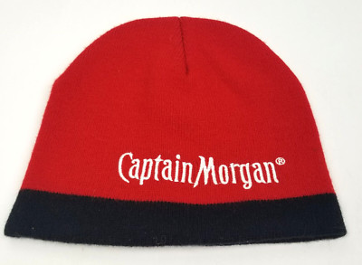 Captain Morgan Beanie Skull Cap Hat Red Black One Size Stretch Beer Alcohol Rum