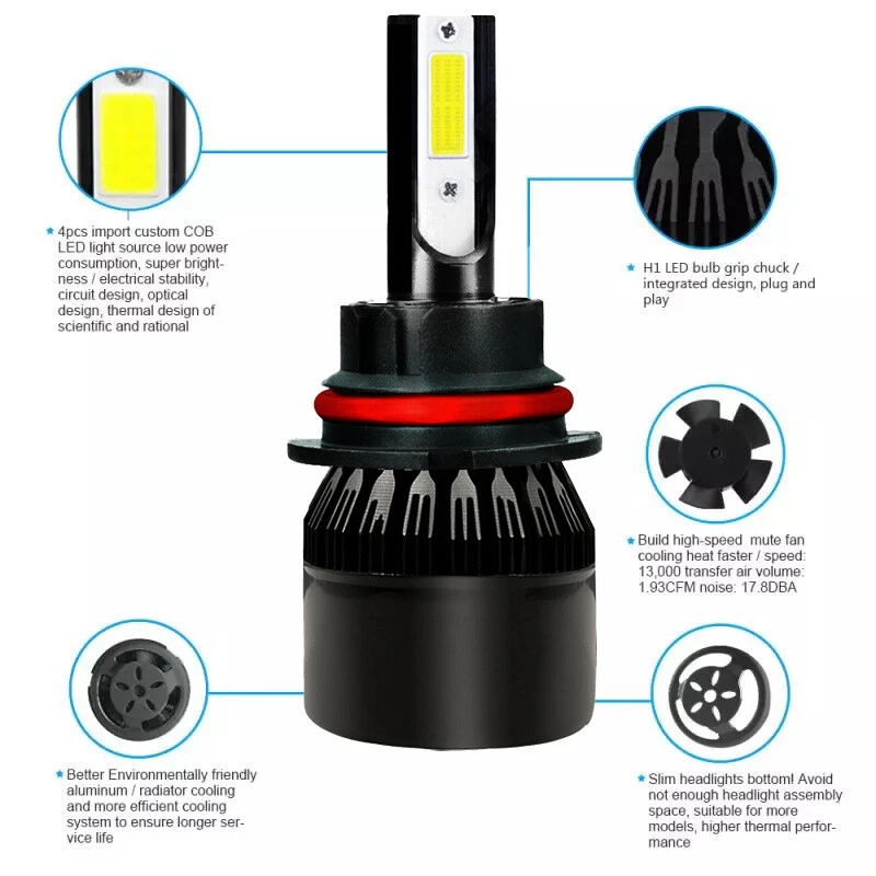 For 2004-2007 Saturn ION 6000K Combo LED Headlight Bulbs High/Low Beam +Fog Lamp - Image 4 of 4