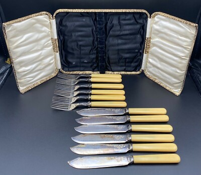 Vintage EPNS England Fish Knife & Fork Cutlery Set Original