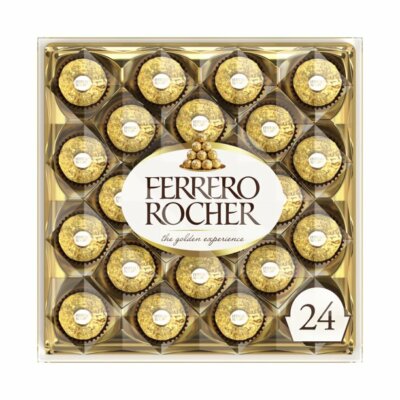FERRERO Rocher Fine Hazelnut Milk Chocolate Gift Box - 24 Count