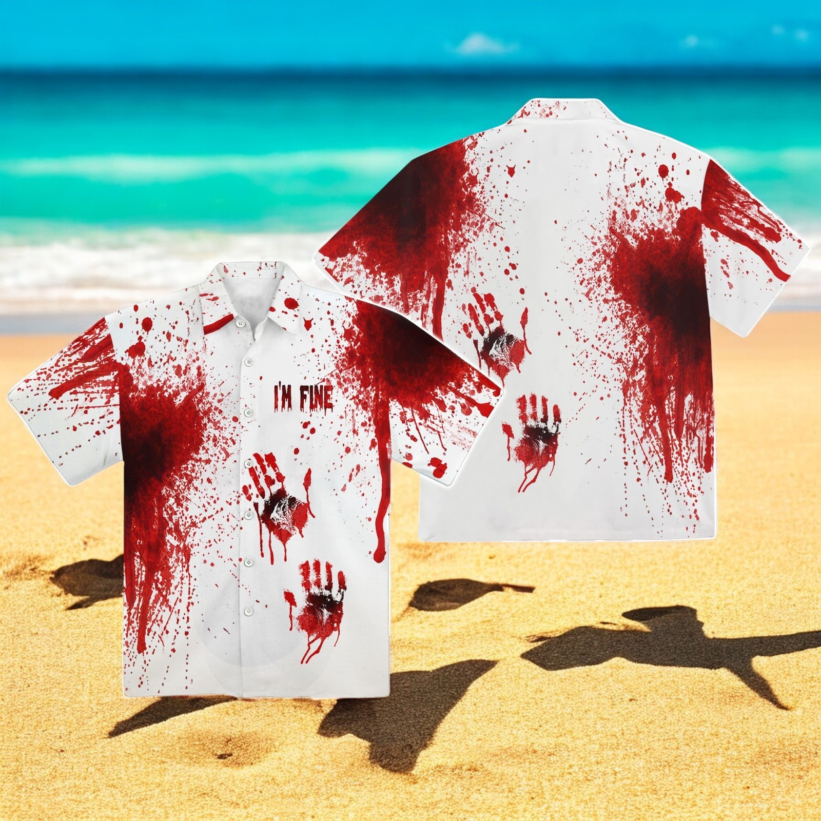 Bloody Haunted Halloween Button Up Hawaiian Shir