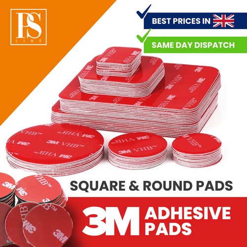 3M DOPPELSEITIGE PADS stark schwer VHB Kleber Befestigungsband rund quadratisch UK - Bild 9 von 13