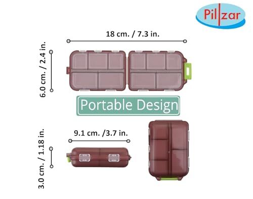 2 Pack Portable Weekly Pill Box Organizer Moisture-Proof with 10 Compartments - Picture 5 of 5