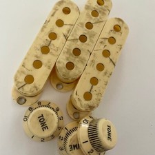Aged Fender knobs, pickup covers and tips set, 59 Parts, relic, stratocaster