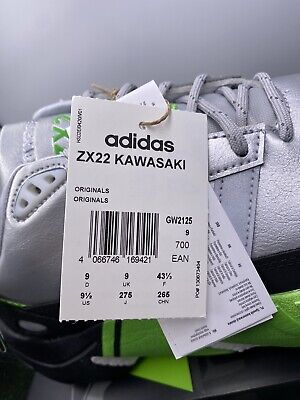 Size UK 9 - adidas ZX 22 Boost x Kawasaki Ninja Silver Metallic 