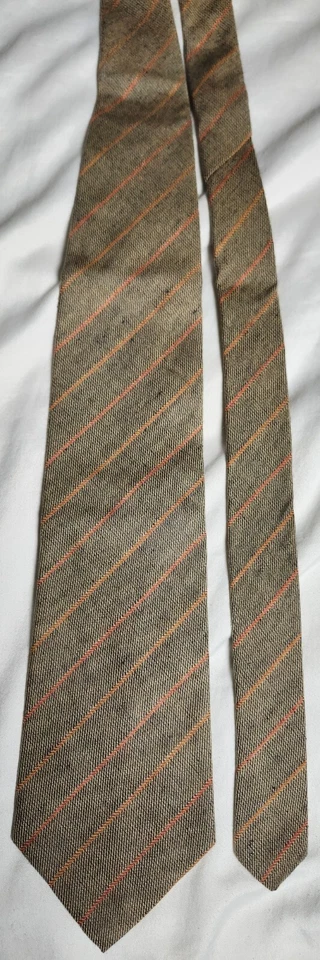 Corbata Tommy Bahama Off Island Para Hombre Algodón Lino Marrón Rayas Hecha en EE. UU. Foto 3 de 4