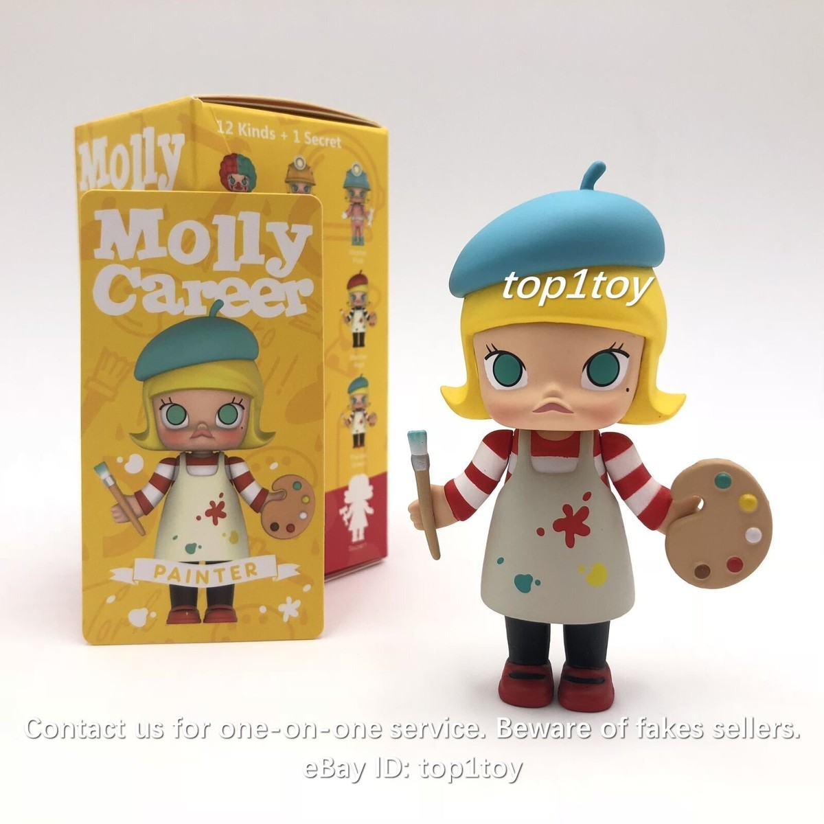 POP MART KENNYSWORK Molly Career Painter Blue Mini Figure | eBay