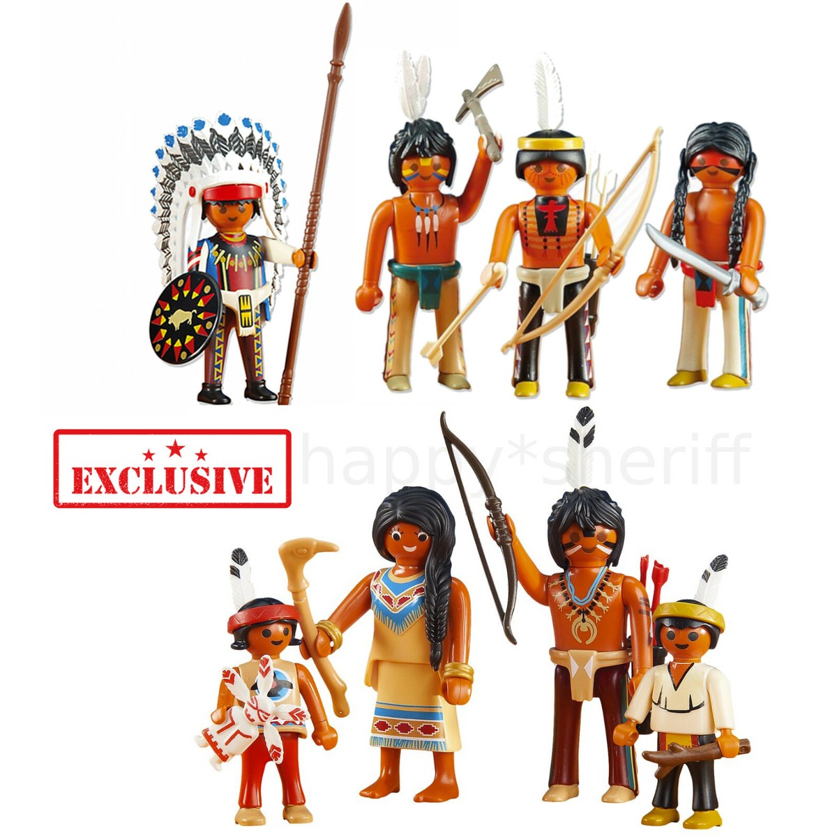 Playmobil 6271 6272 6322 Native American Warriors Family Western