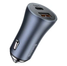 Car Quick Charger 40W 12-24V USB + USB C, Dark Gray, Baseus