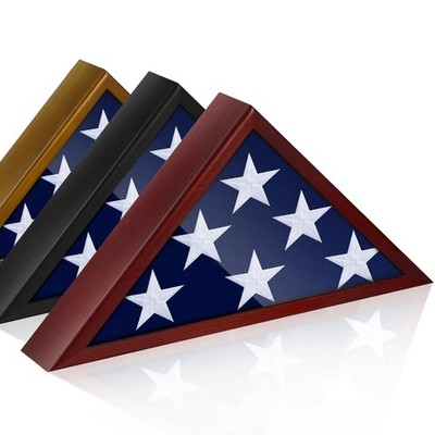Vollicaifit Glass Front Flag Display Case for 5' x 9.5' Mahogany, Mahogany