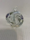 Fenton Art Glass Opalescent Hand Painted Signed Bunny Figurine Purple Flowers