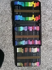 NICECHO DUAL TIP BARELY USED NUMBERED MULTICOLOR PAINT MARKERS 60 PACK, HAS CASE