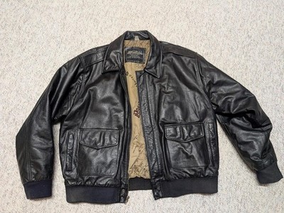 vintage A2 black leather BOMBER flyers jacket 2XB flight 2XL BIG army USAF