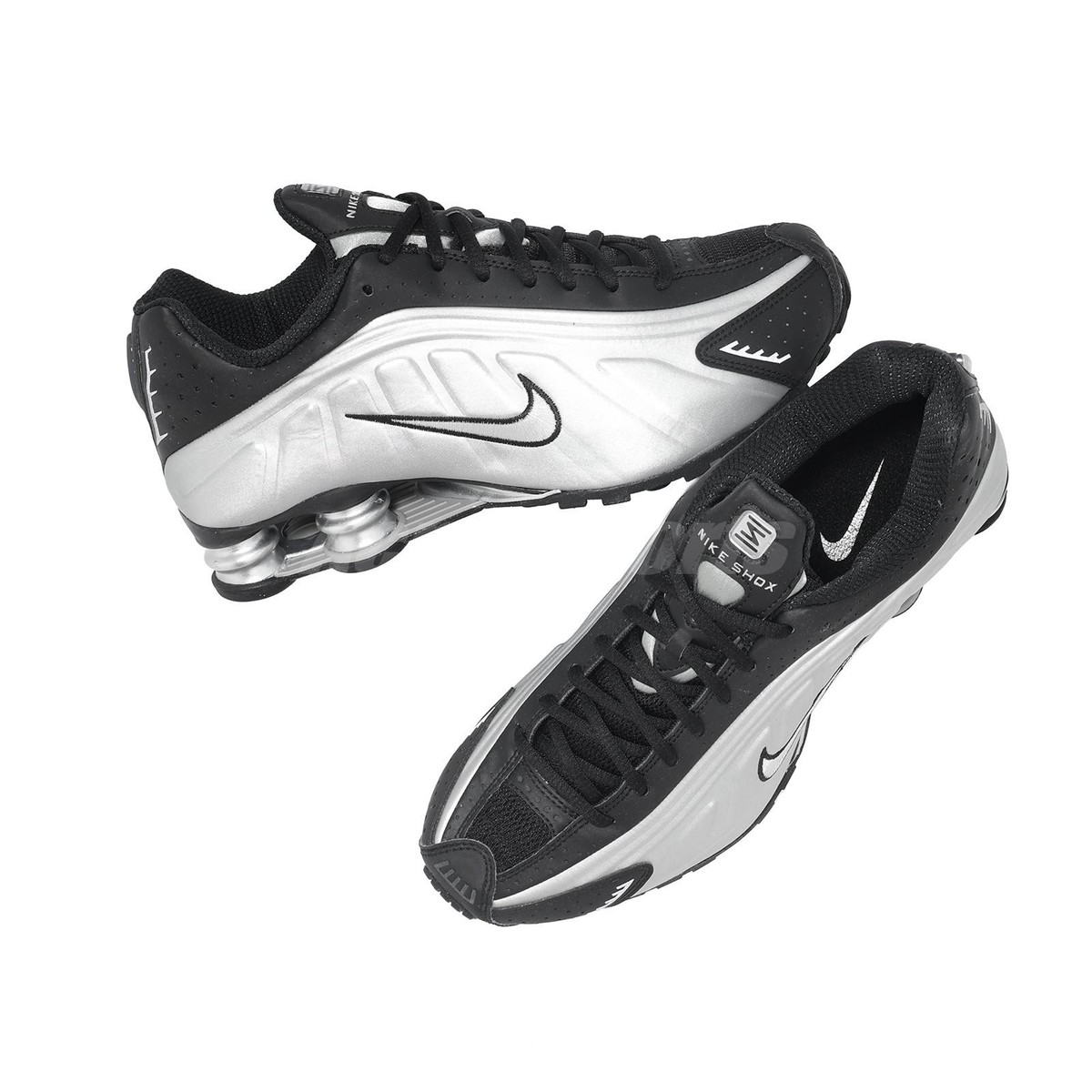 Nike Shox R4 Metallic Silver Black Men Casual Lifestyle Shoes