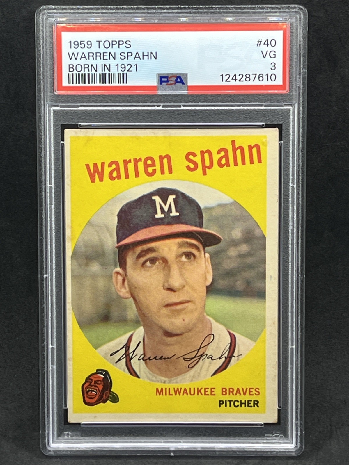 1959 Topps # 40 Warren Spahn PSA 3 VG