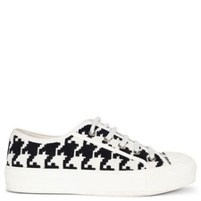 74553 auth CHRISTIAN DIOR white black WALK'N'DIOR HOUNDSTOOTH Sneakers Shoes 38