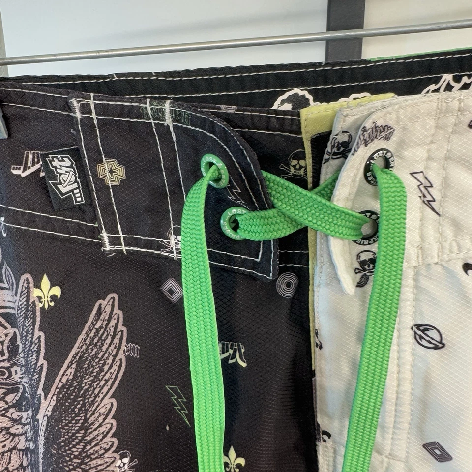 Pantalones Cortos de Playa Lost Mayhem Board Surf Natación Para Hombre 32 Nylon Negro Verde Cordón Foto 3 de 4