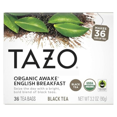 TAZO Organic Awake English Breakfast Black Tea, Black Tea with Caffeine,36 Total