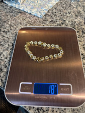Sterling Heavy Gold Plate Gemstone Tennis Bracelet Set Lobster Clasp UNCAS