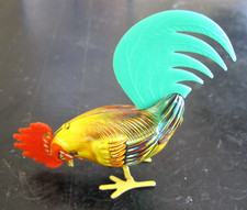 Vintage 1950  s Kohler Wind-up Tin Toy Pecking Rooster Made In U.S. Zone Germany