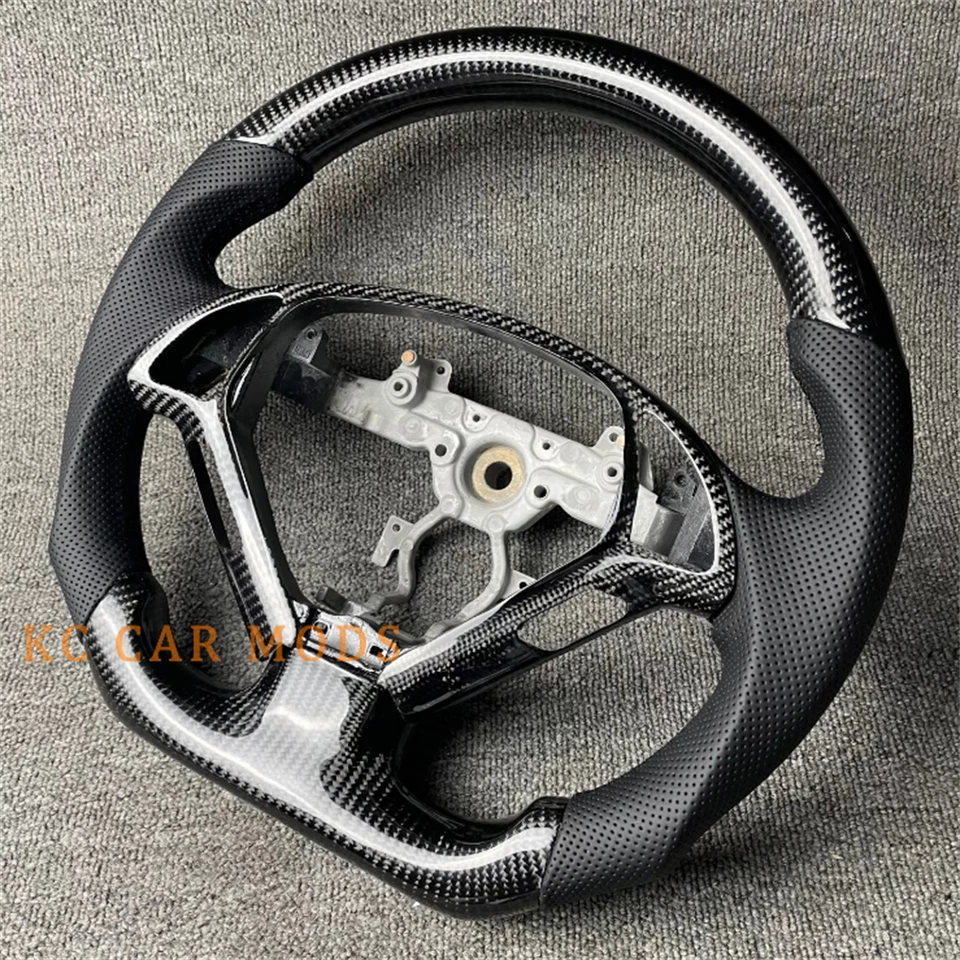 Volante de cuero de fibra de carbono negro personalizado para Infiniti G25 G37 2008-2013 Foto 3 de 3