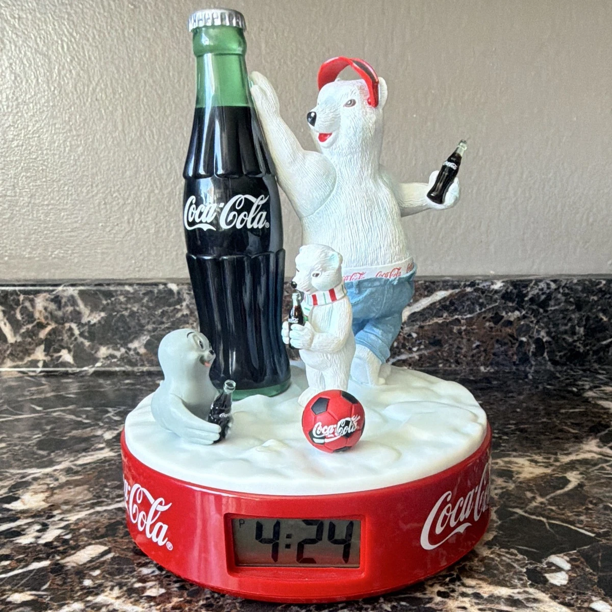 コカコーラ 置き時計 ポーラベアー　1990年代 Coca Cola Polar Bear Clock Indiana Collectible Coca Cola Clocks