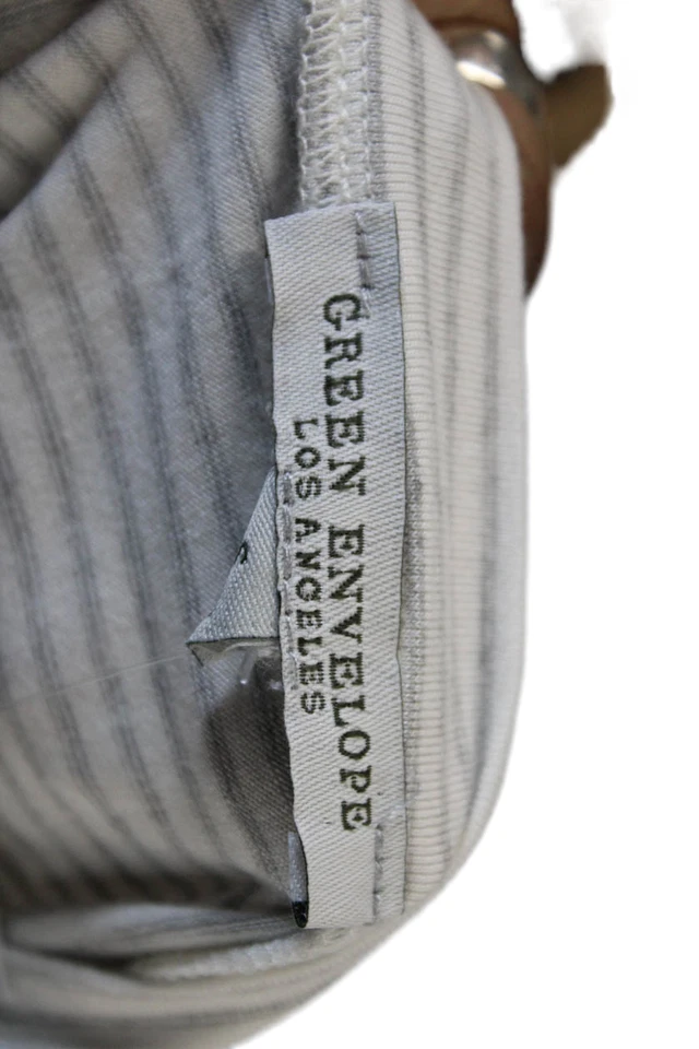 Camiseta sobre verde para mujer blanca con gráfico a rayas manga corta talla S Foto 4 de 4