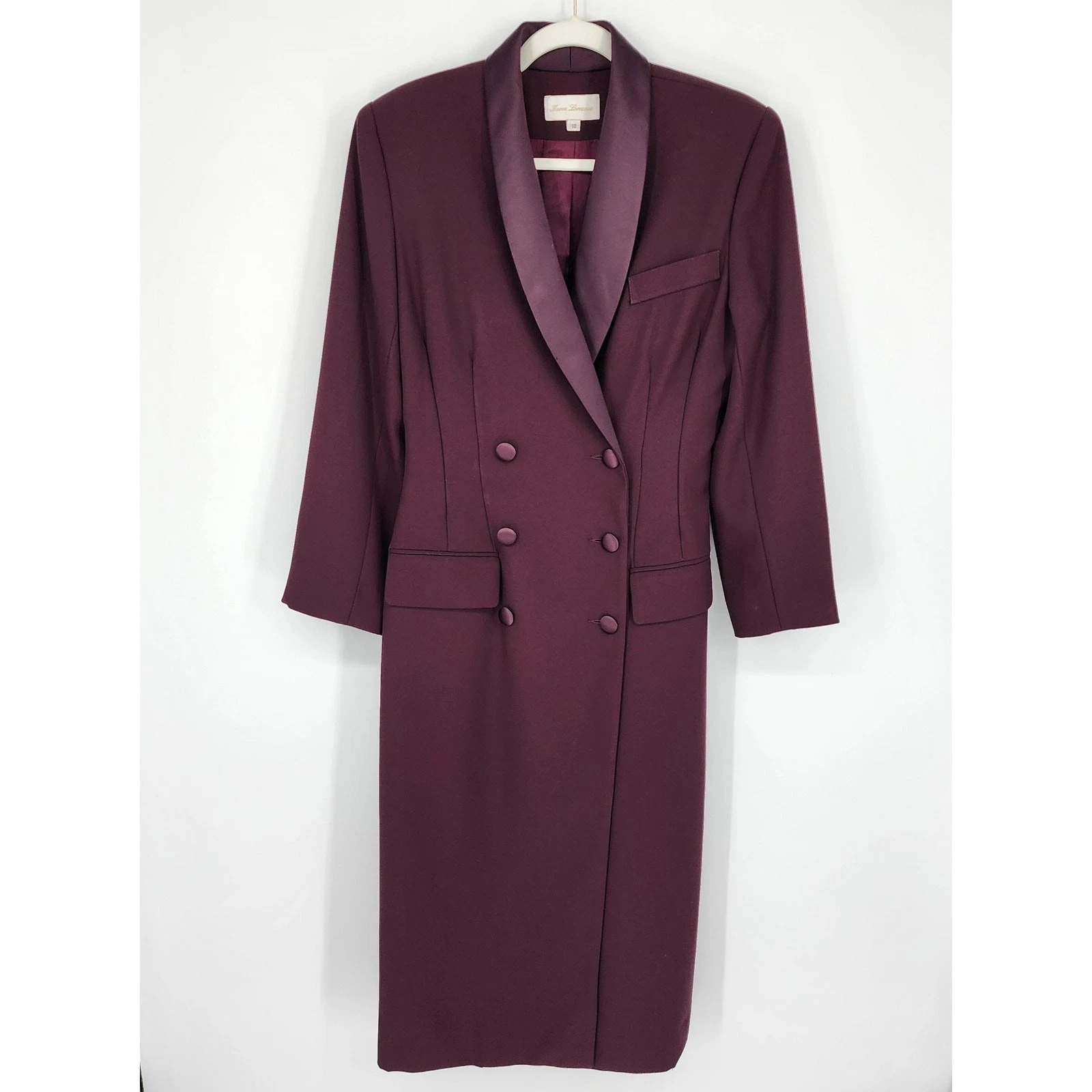 Vintage Karon Lorrance Tuxedo Blazer Dress 10 Double Breasted 80s 90s Purple