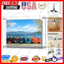 Acrylic Floating Picture Frame, 11x14 Double Panel Clear Wall Mount Document ...