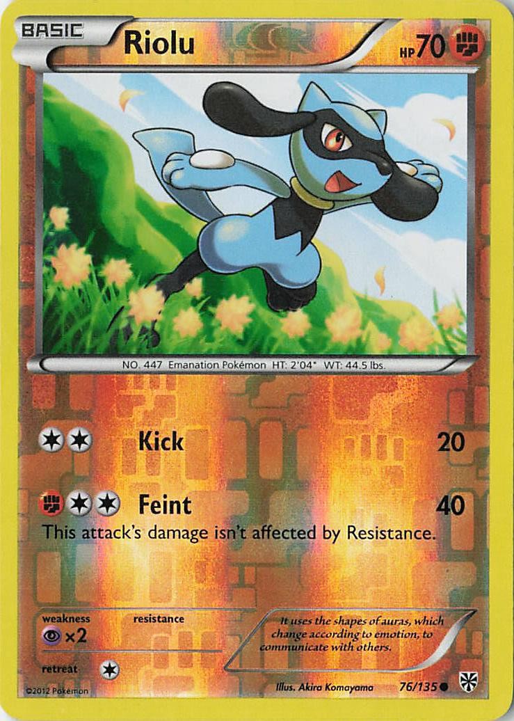 Riolu (76) Common Plasma Storm 76/135 NM Reverse Holo LP-NM