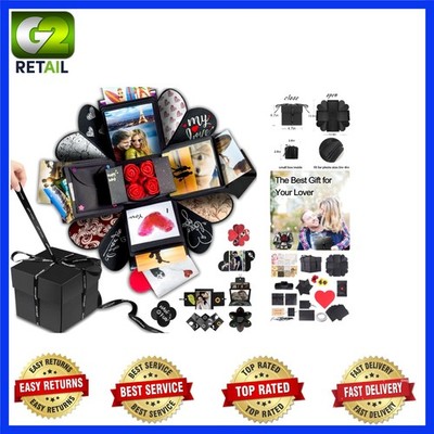 Customizable Explosion Box Gift - Perfect for Valentine's Day & Weddings, Black