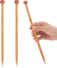 2pcs Bamboo Knitting Needles 10-Inch Long Wooden 9mm, Wood color