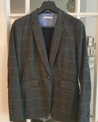 sportliche Jacke Reitsport Gr. 38 von Esprit grün/blau Fischgrätenmuster